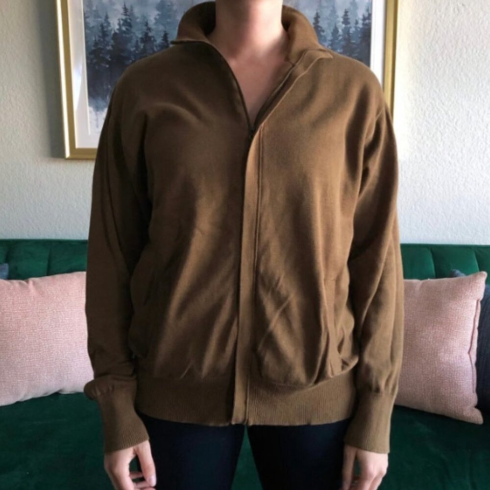 Vintage 23rd Street Womens Size L Brown Turtleneck Zip Up Cardigan